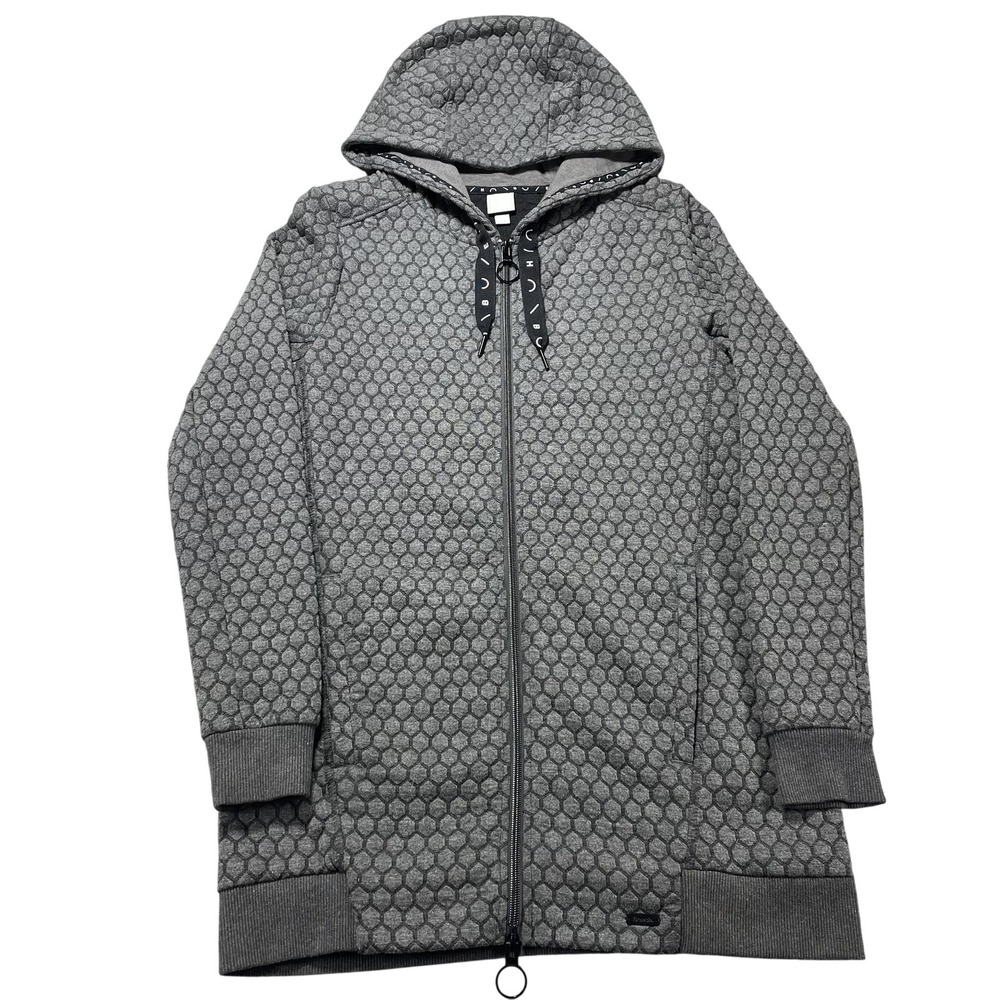 Bench Hoodie Womens Small Gray Textured Hexagon Full Zip‎ Longline Sweatshirt